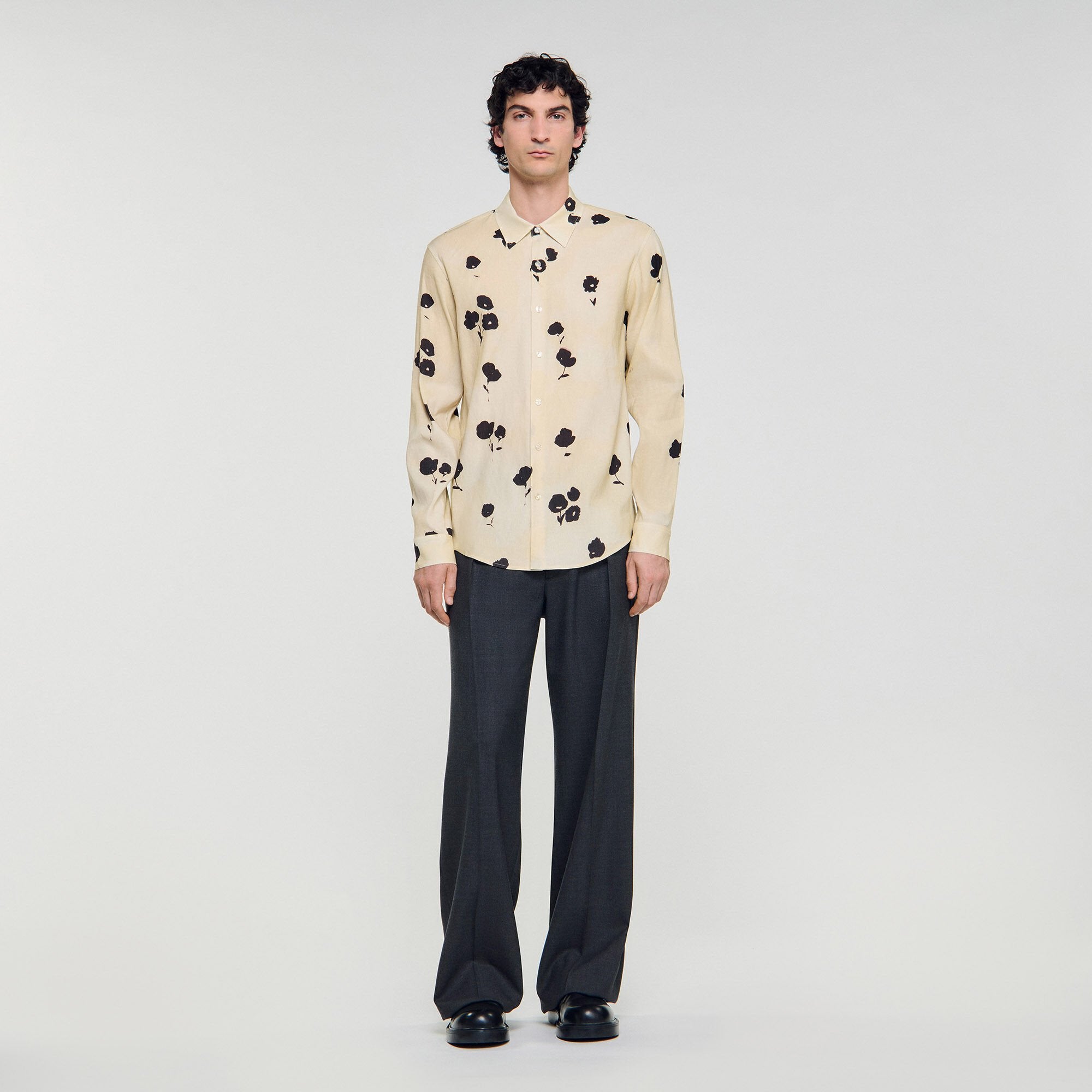 Sandro Men Floral print linen shirt