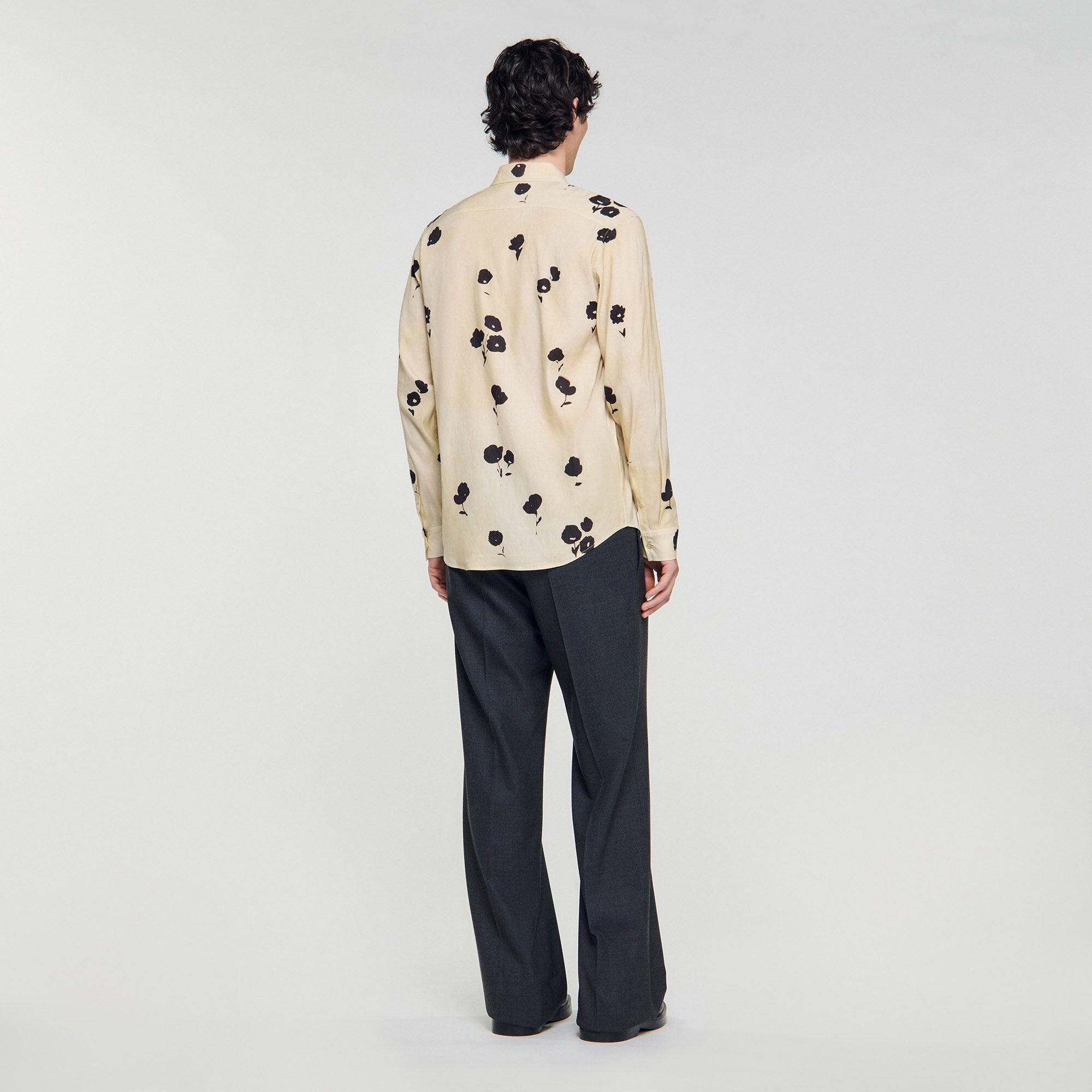 Sandro Men Floral print linen shirt