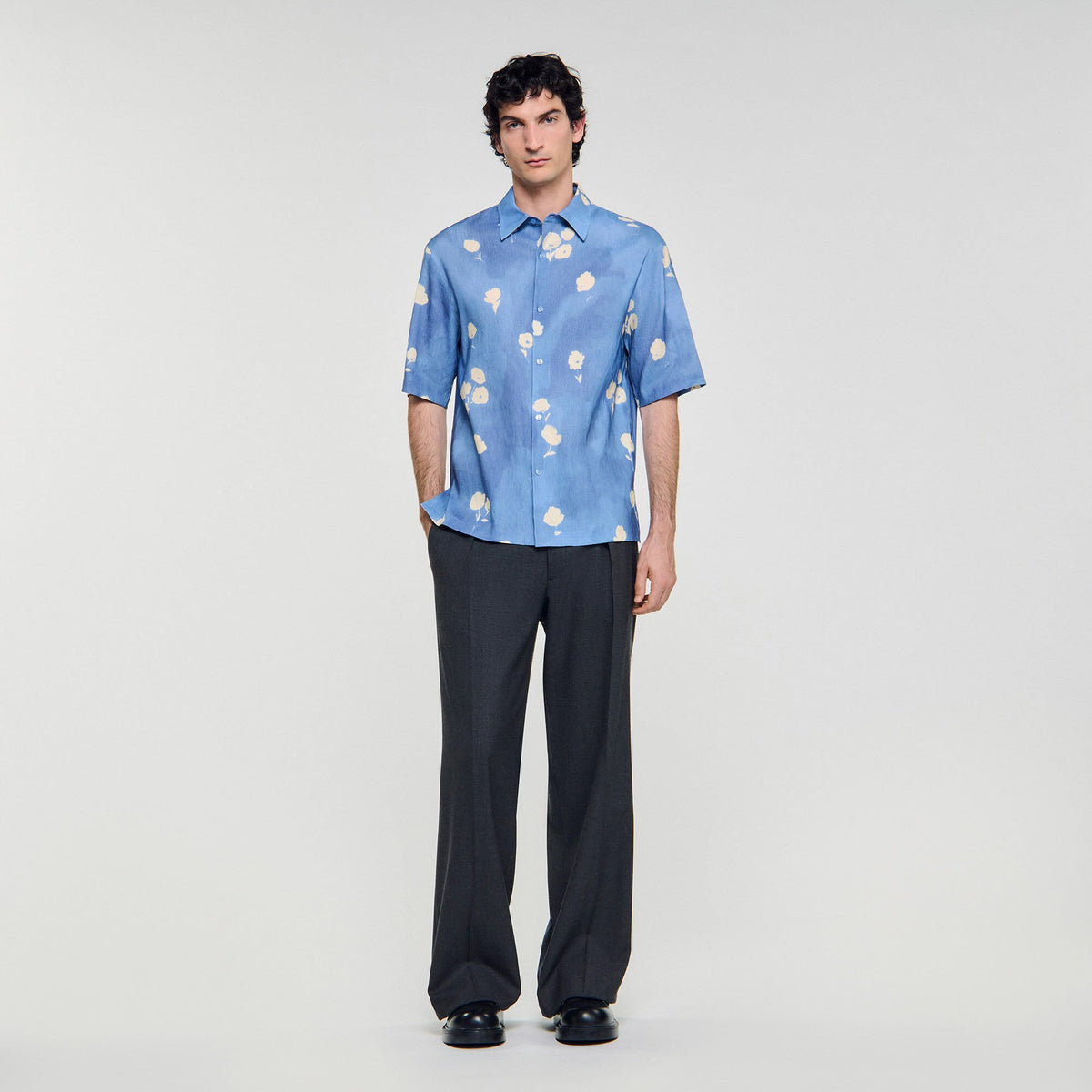Sandro Men Floral motif shirt