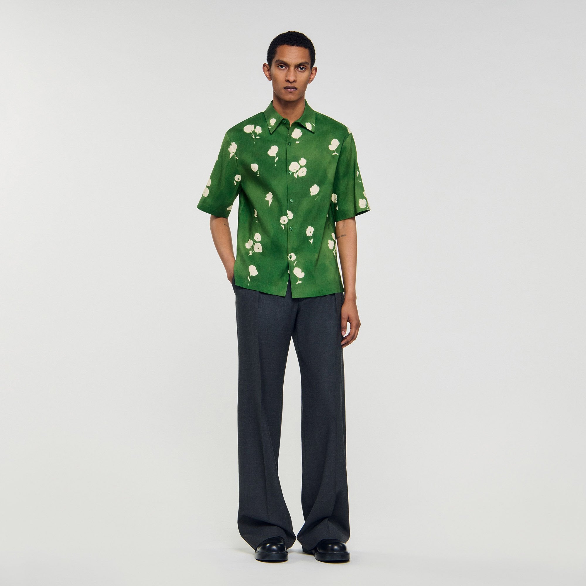 Sandro Men Floral motif shirt
