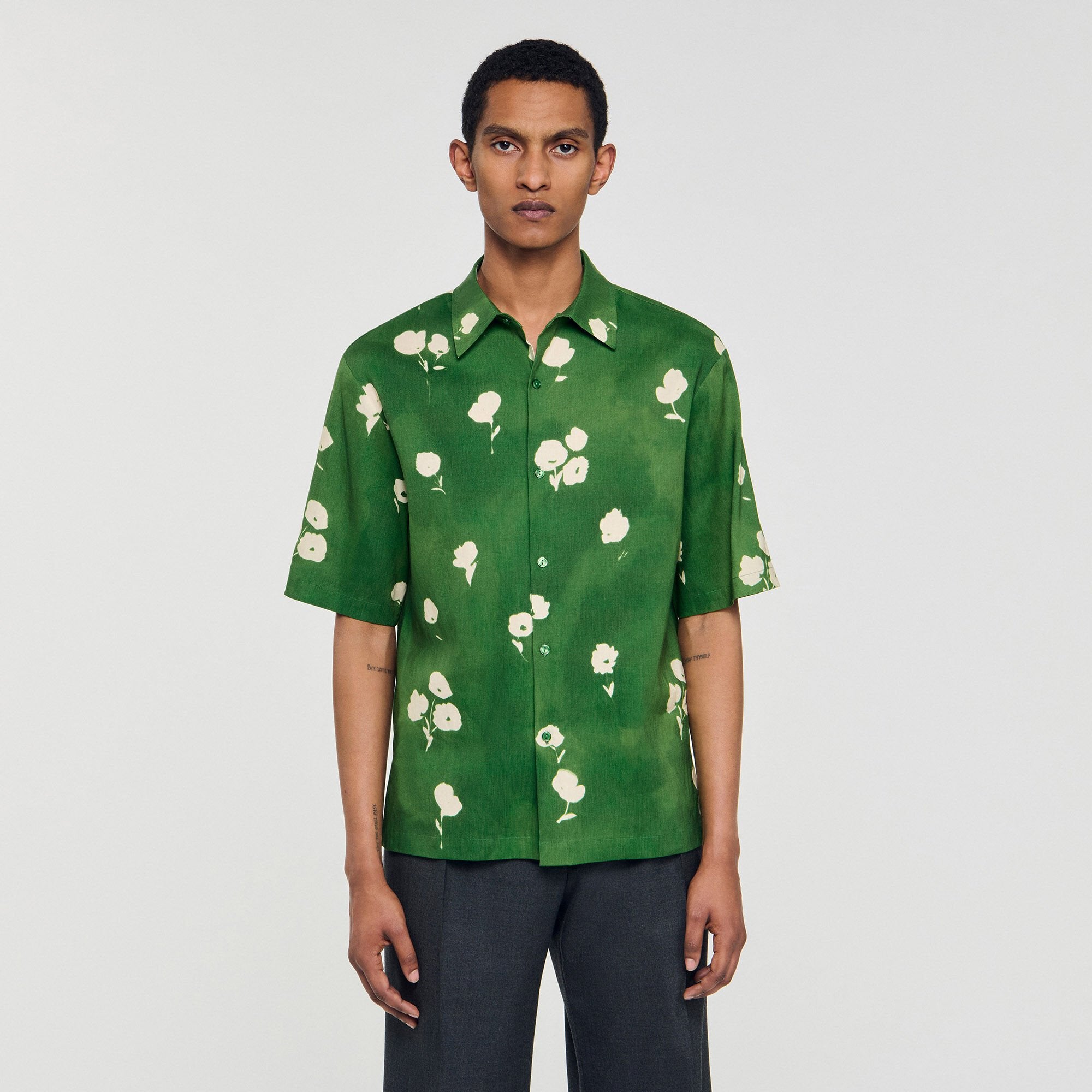 Sandro Men Floral motif shirt