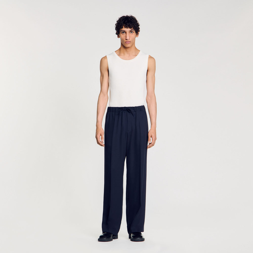 Sandro Men Elasticated wide-leg trousers