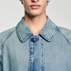 Sandro Men Long faded denim coat