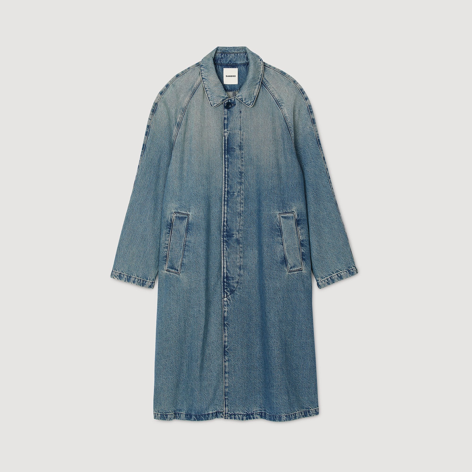 Sandro Men Long faded denim coat