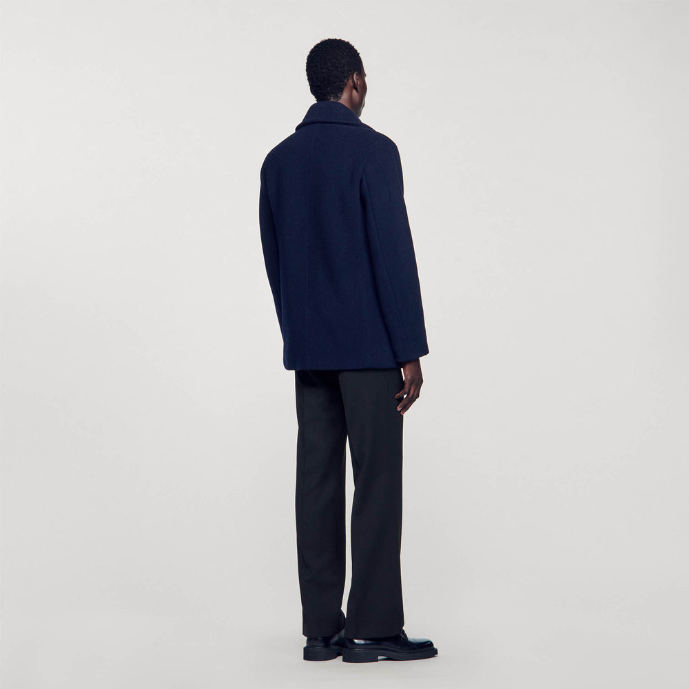 Sandro Men Straight-fit wool-blend coat