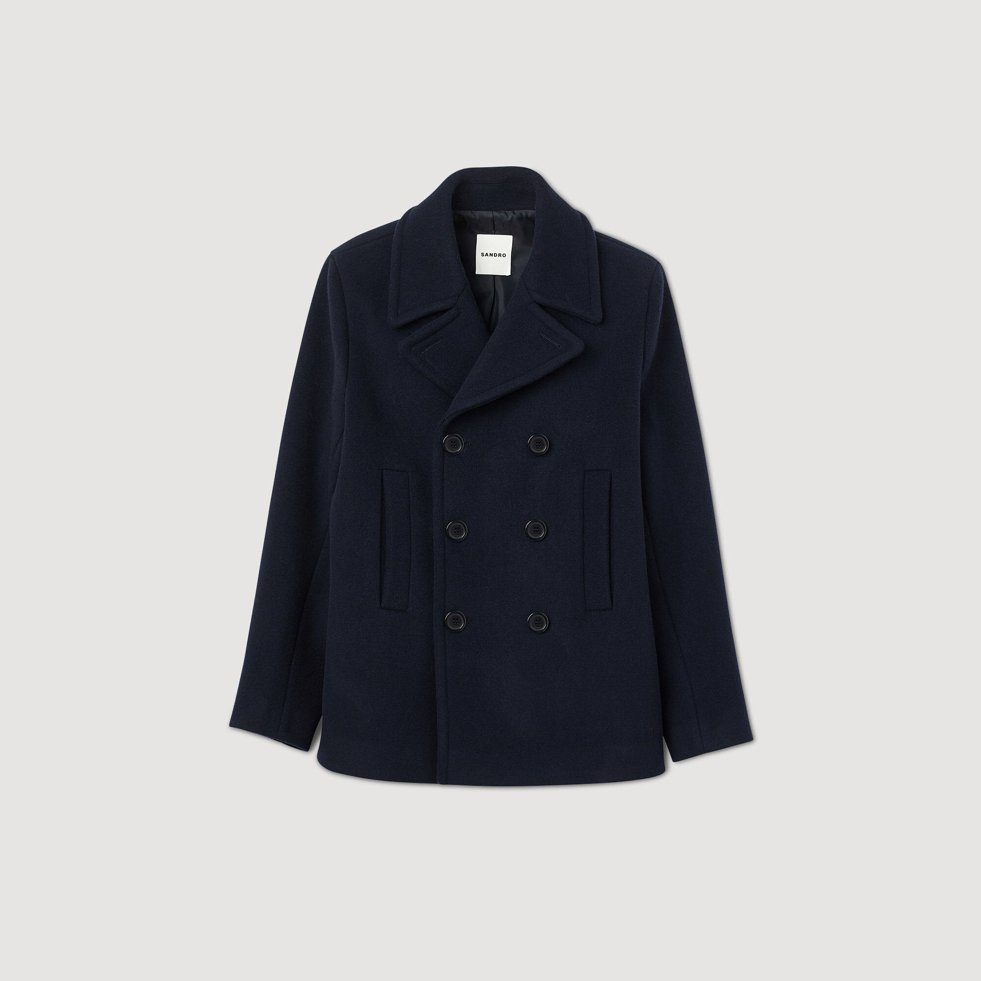 Sandro Men Straight-fit wool-blend coat