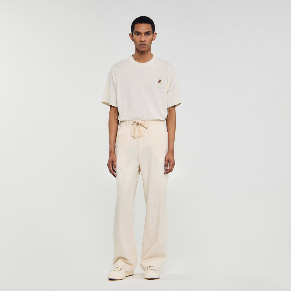 Sandro Men Wide-leg elasticated cotton trousers