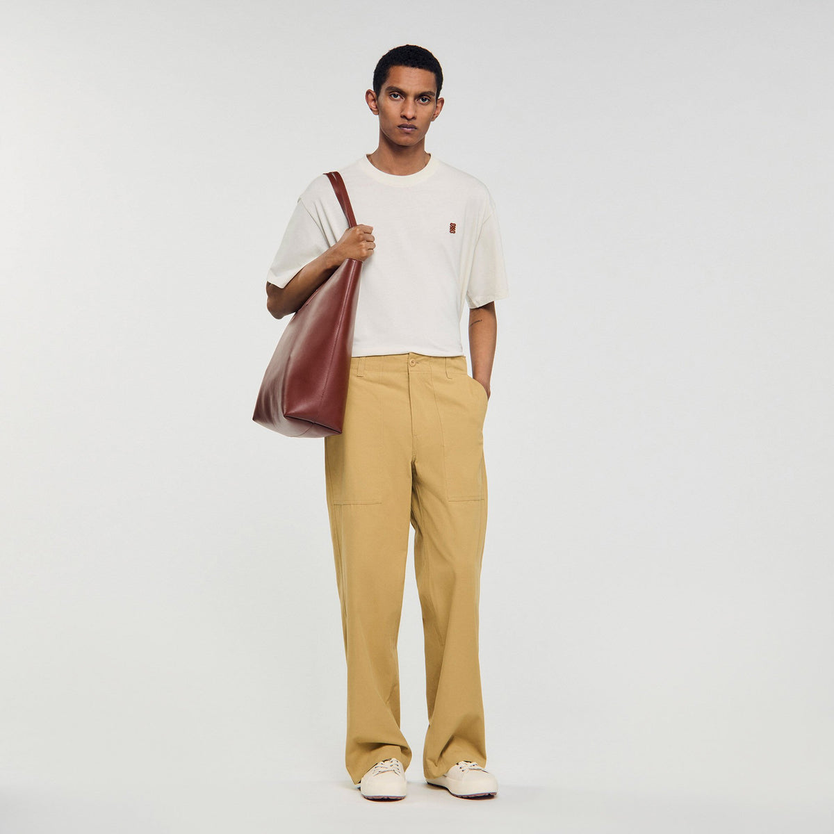 Sandro Men Wide-leg cotton trousers