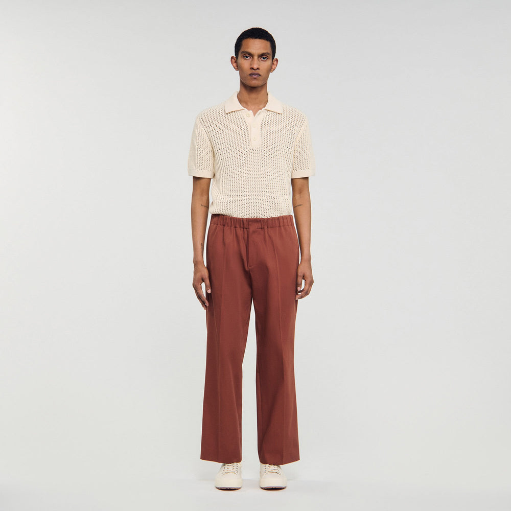 Sandro Men Elasticated wide-leg cotton trousers