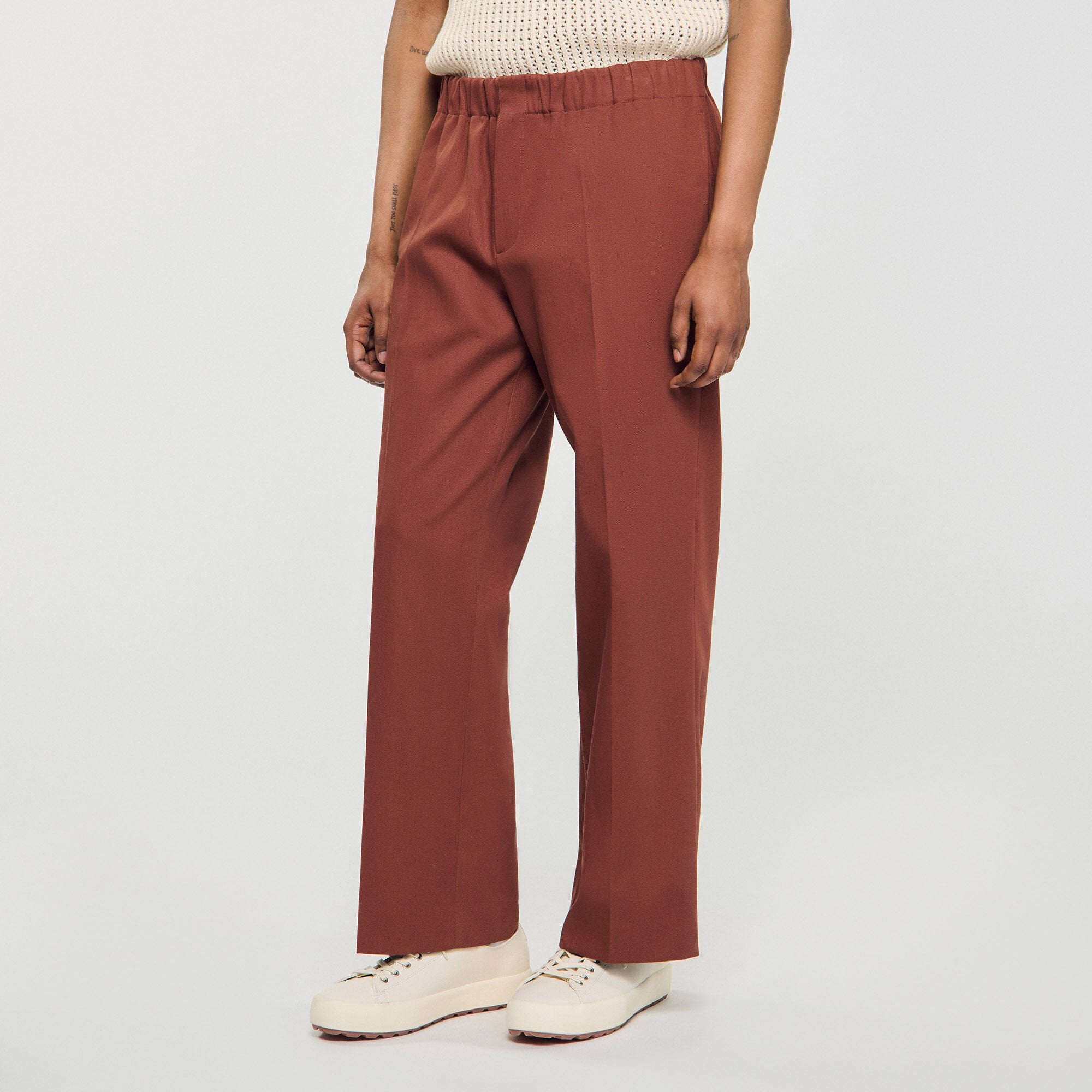 Sandro Men Elasticated wide-leg cotton trousers