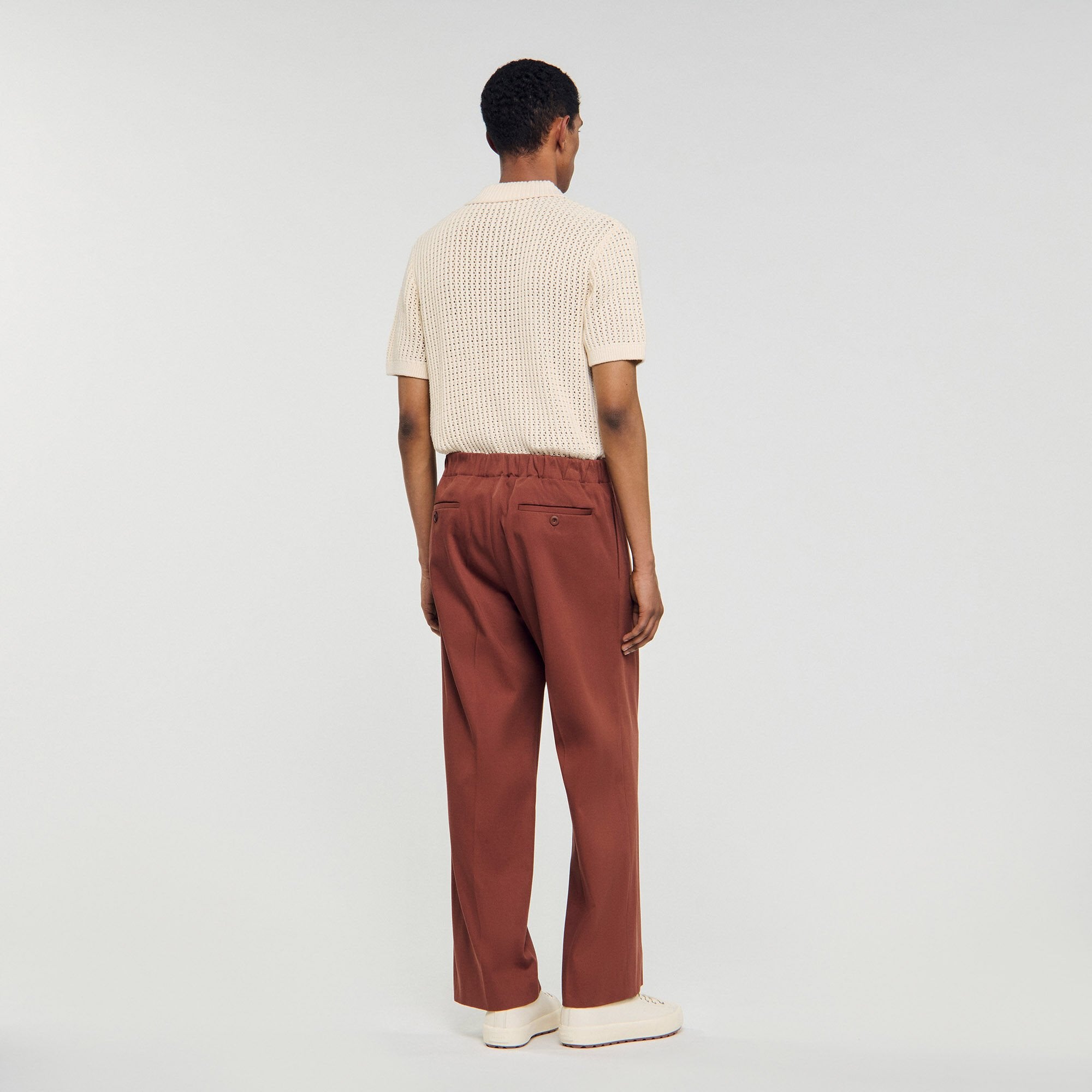 Sandro Men Elasticated wide-leg cotton trousers