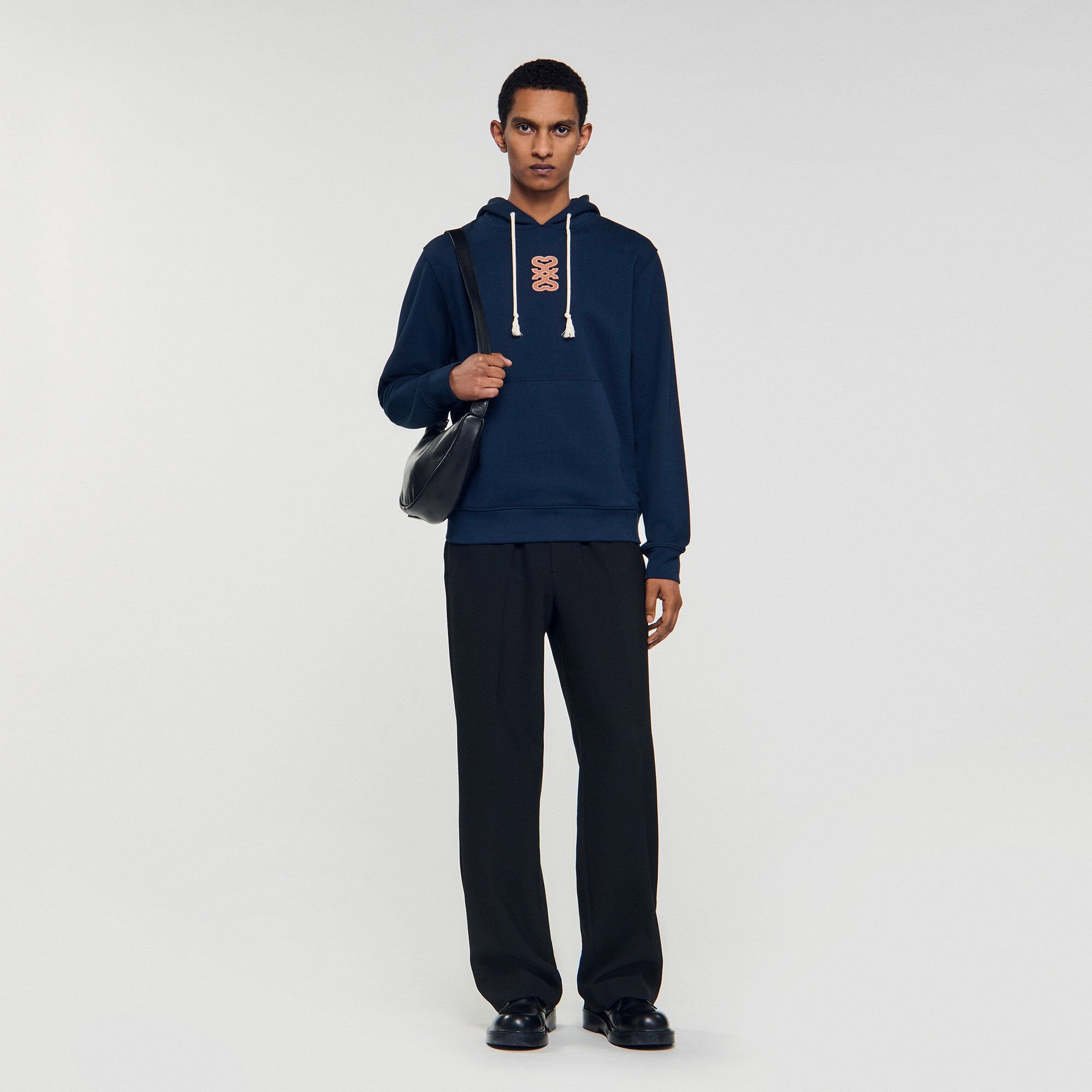 Sandro Men Leather patch sweatshirt