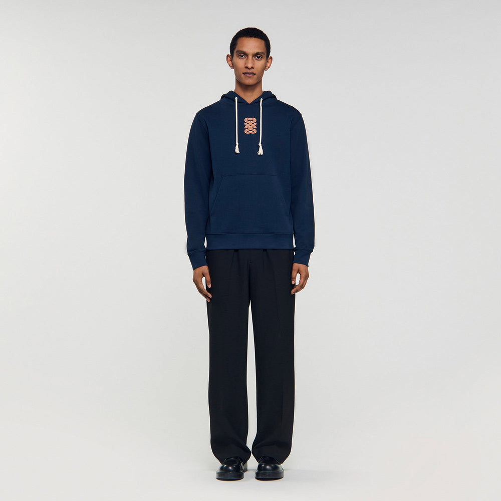 Sandro Men Leather patch sweatshirt