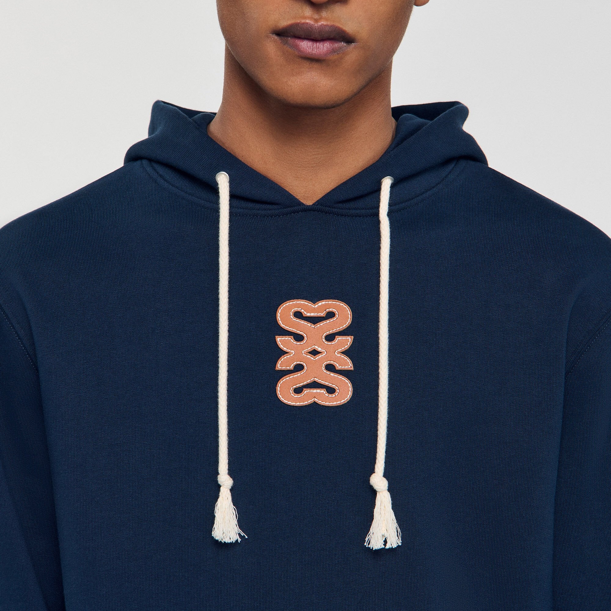 Sandro Men Leather patch sweatshirt