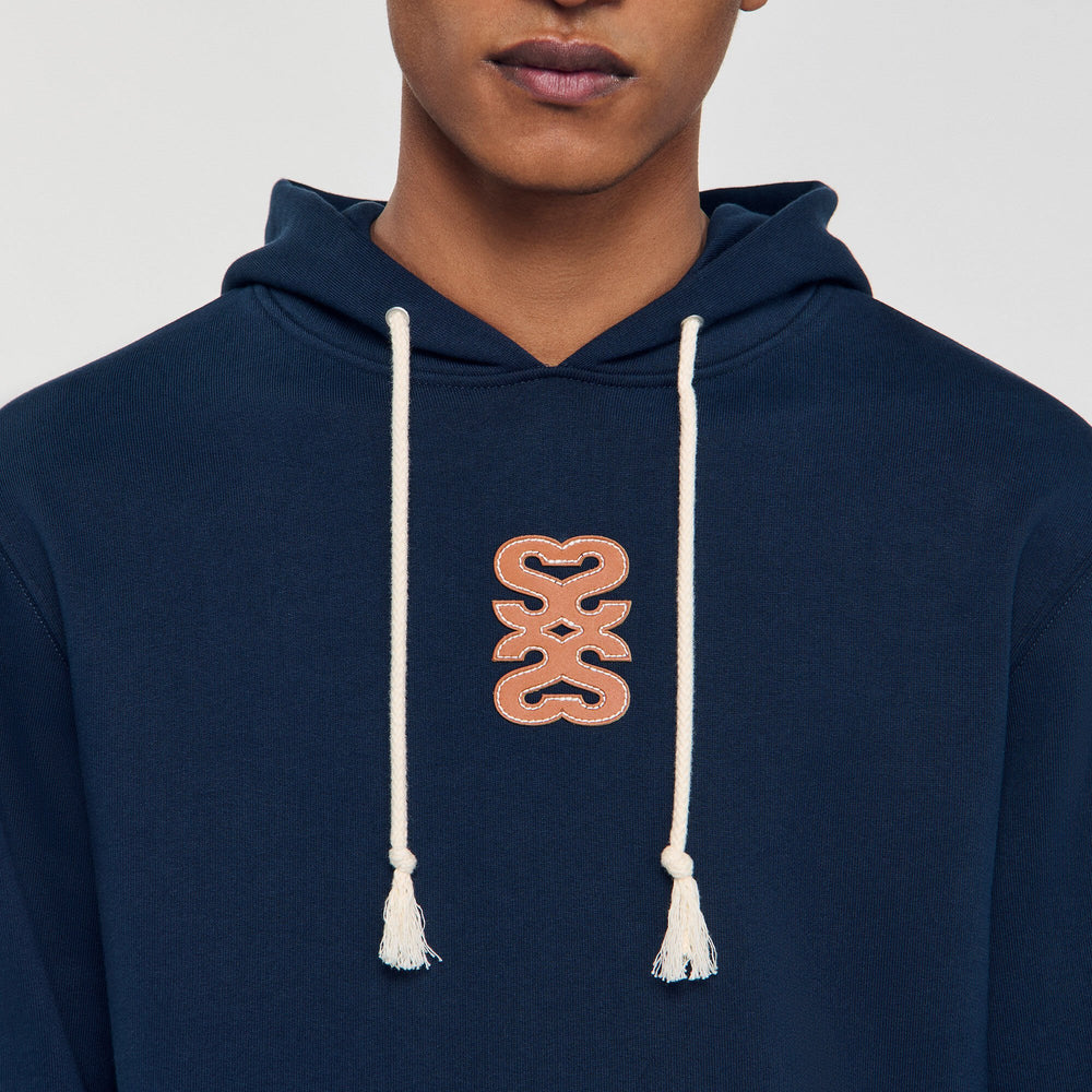 Sandro Men Leather patch sweatshirt