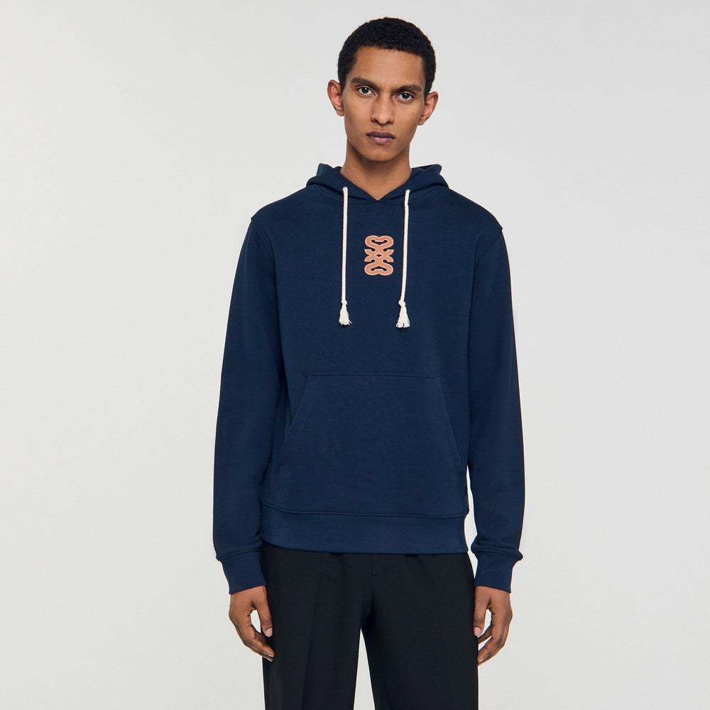 Sandro Men Leather patch sweatshirt