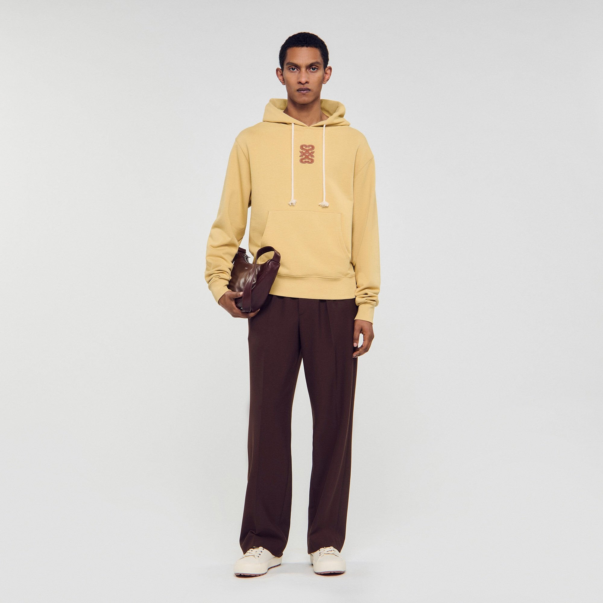 Sandro Men Leather patch sweatshirt