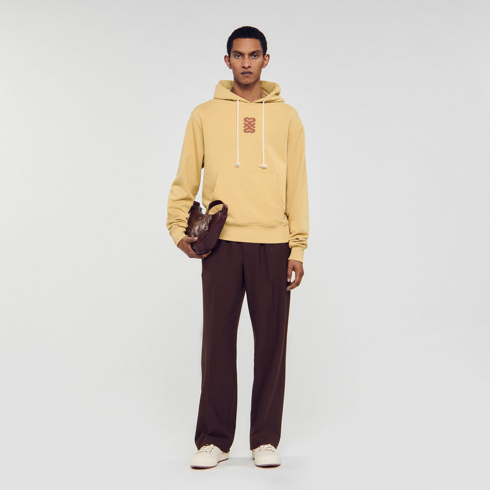 Sandro Men Leather patch sweatshirt