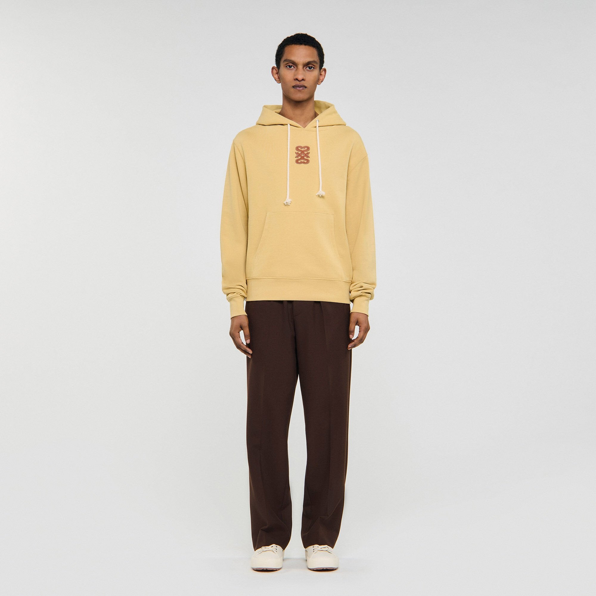 Sandro Men Leather patch sweatshirt