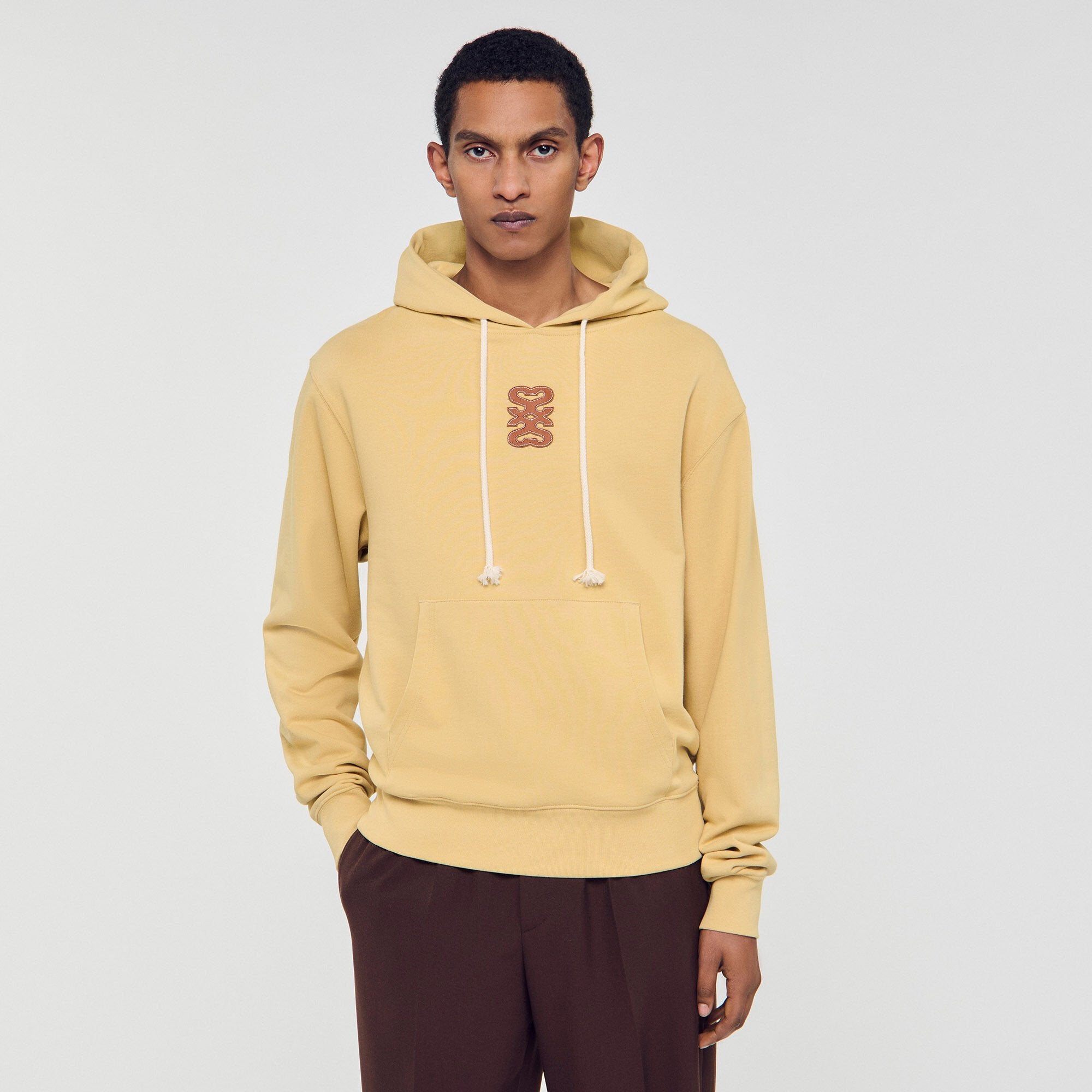 Sandro Men Leather patch sweatshirt