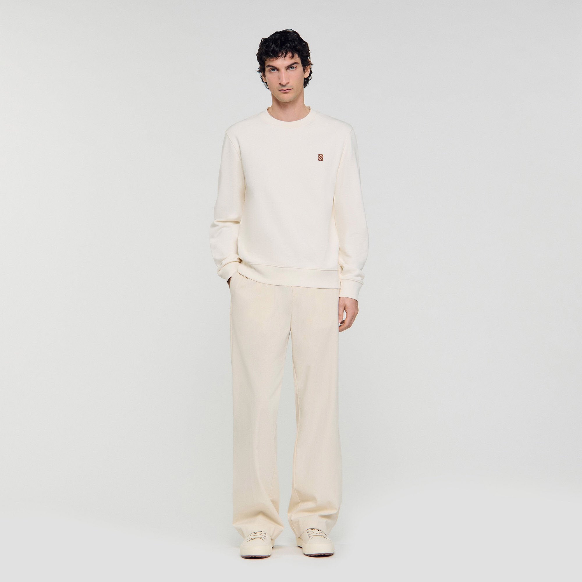 Sandro Men Oversized sweatshirt with leather patch