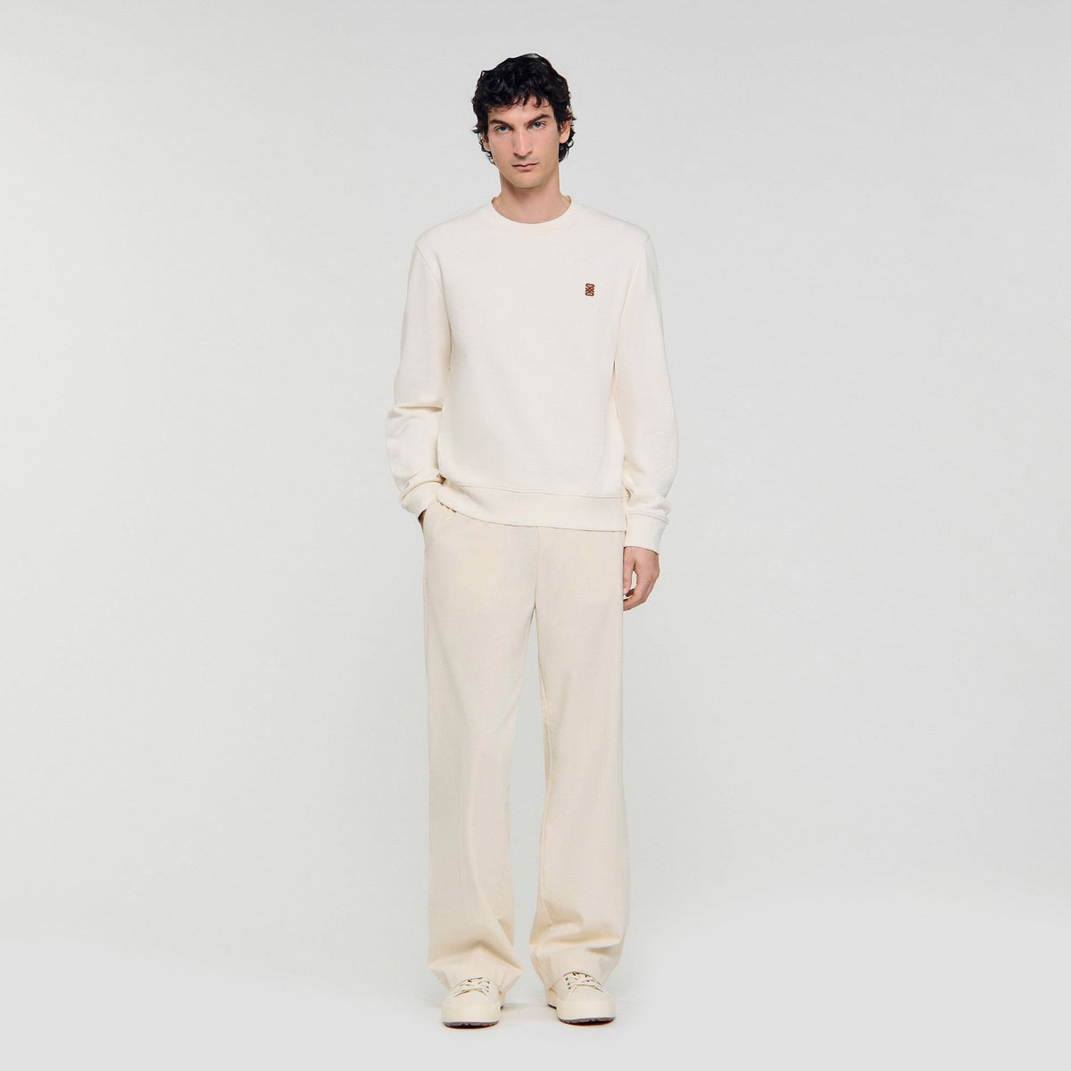 Sandro Men Oversized sweatshirt with leather patch