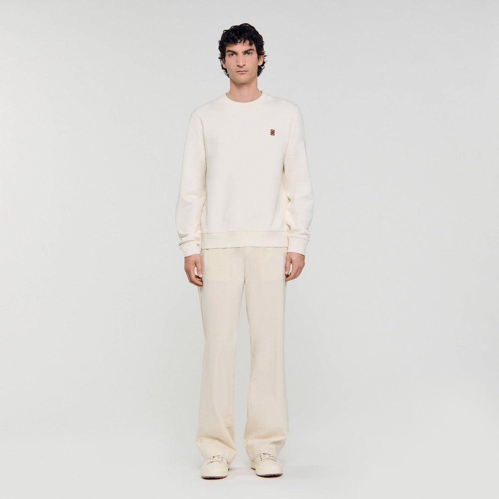Sandro Men Oversized sweatshirt with leather patch
