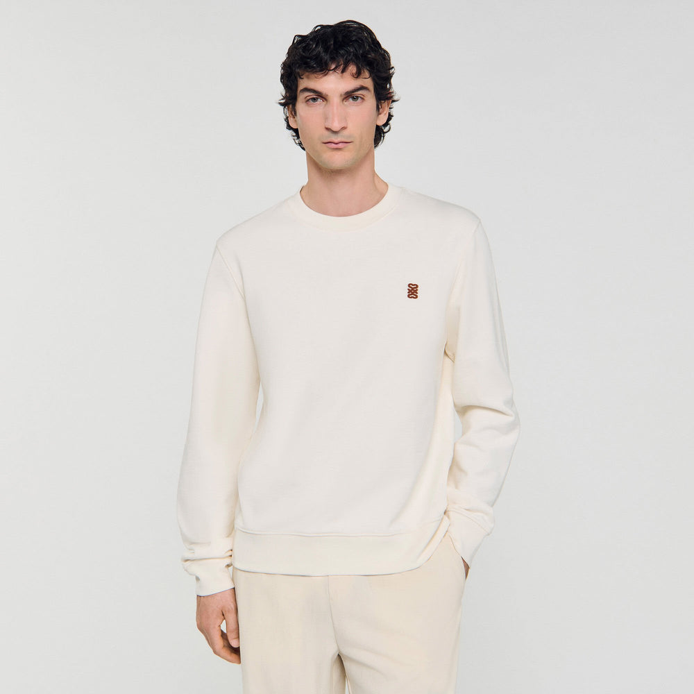 Sandro Men Oversized sweatshirt with leather patch