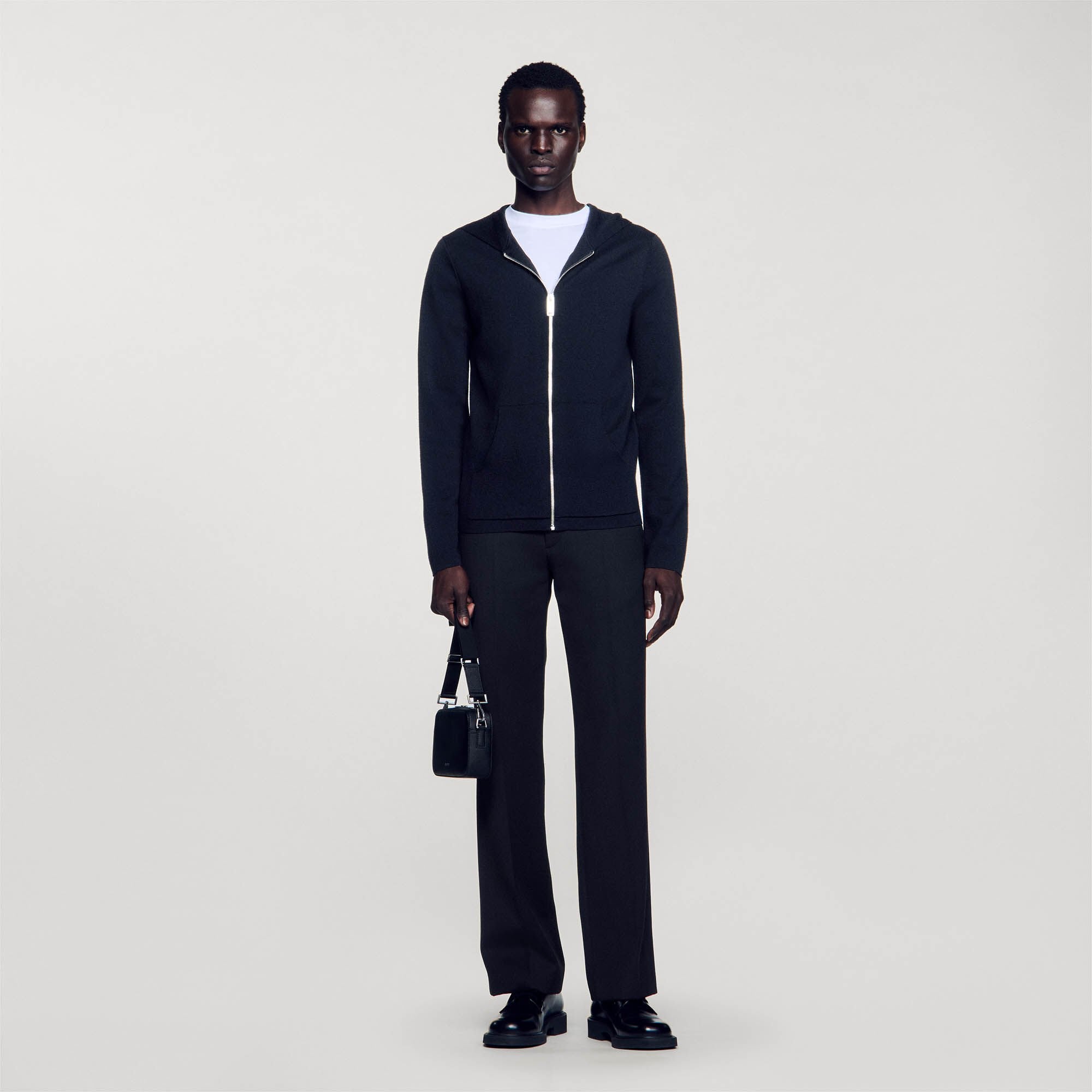Sandro Men Zipped cardigan with hood