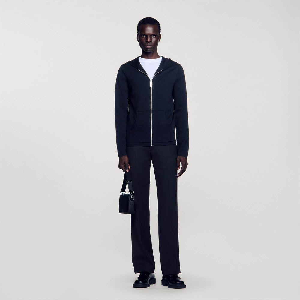 Sandro Men Zipped cardigan with hood