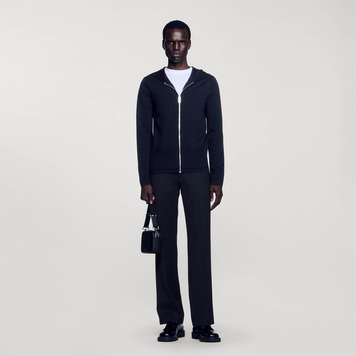 Sandro Men Zipped cardigan with hood