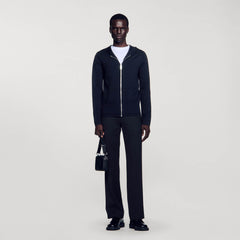 Sandro Men Zipped cardigan with hood