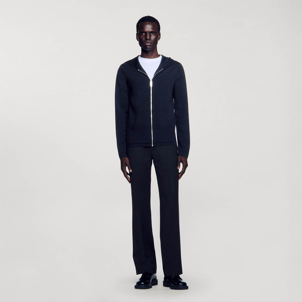 Sandro Men Zipped cardigan with hood
