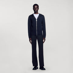 Sandro Men Zipped cardigan with hood