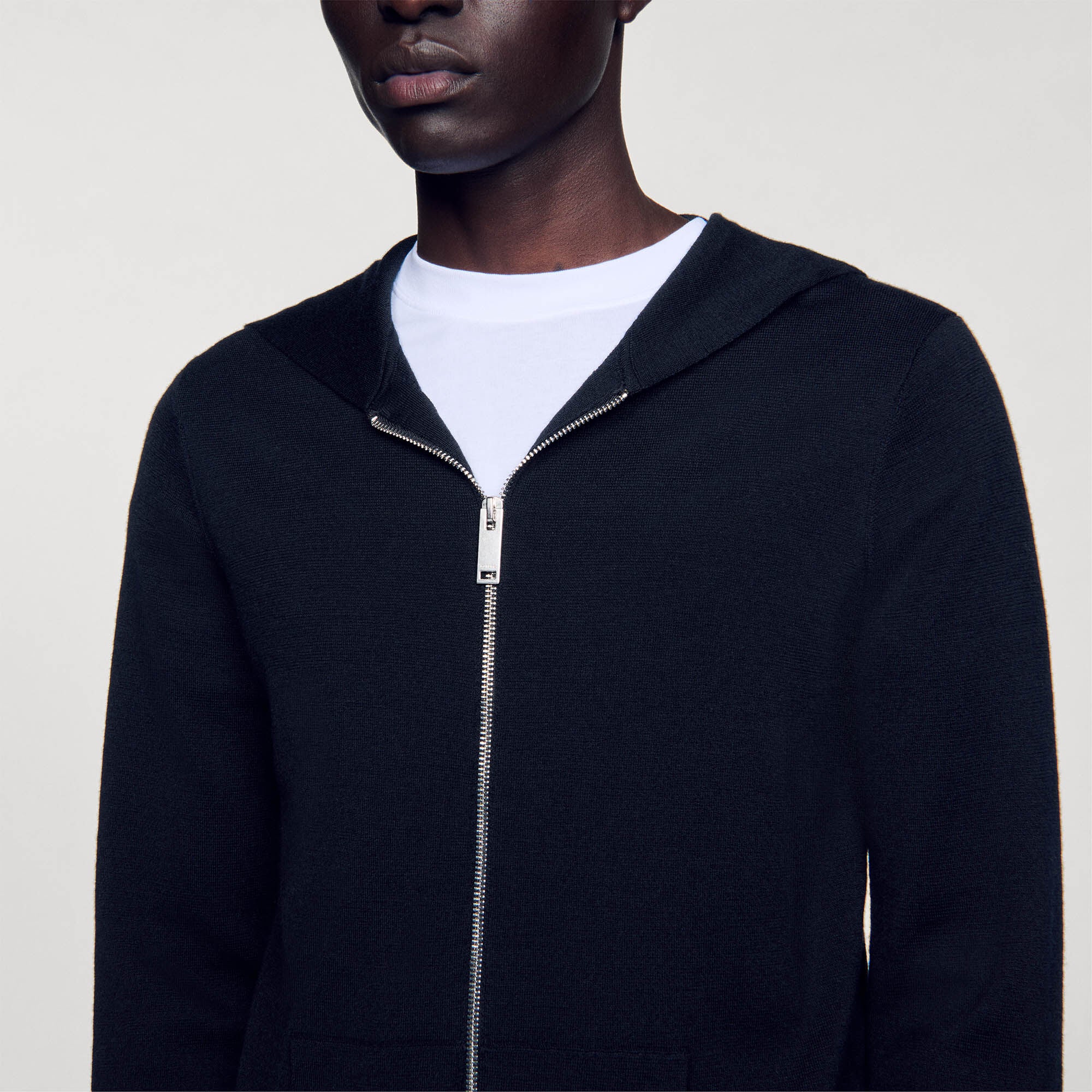 Sandro Men Zipped cardigan with hood