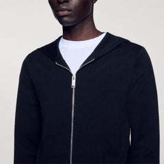 Sandro Men Zipped cardigan with hood