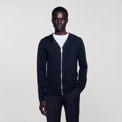 Sandro Men Zipped cardigan with hood