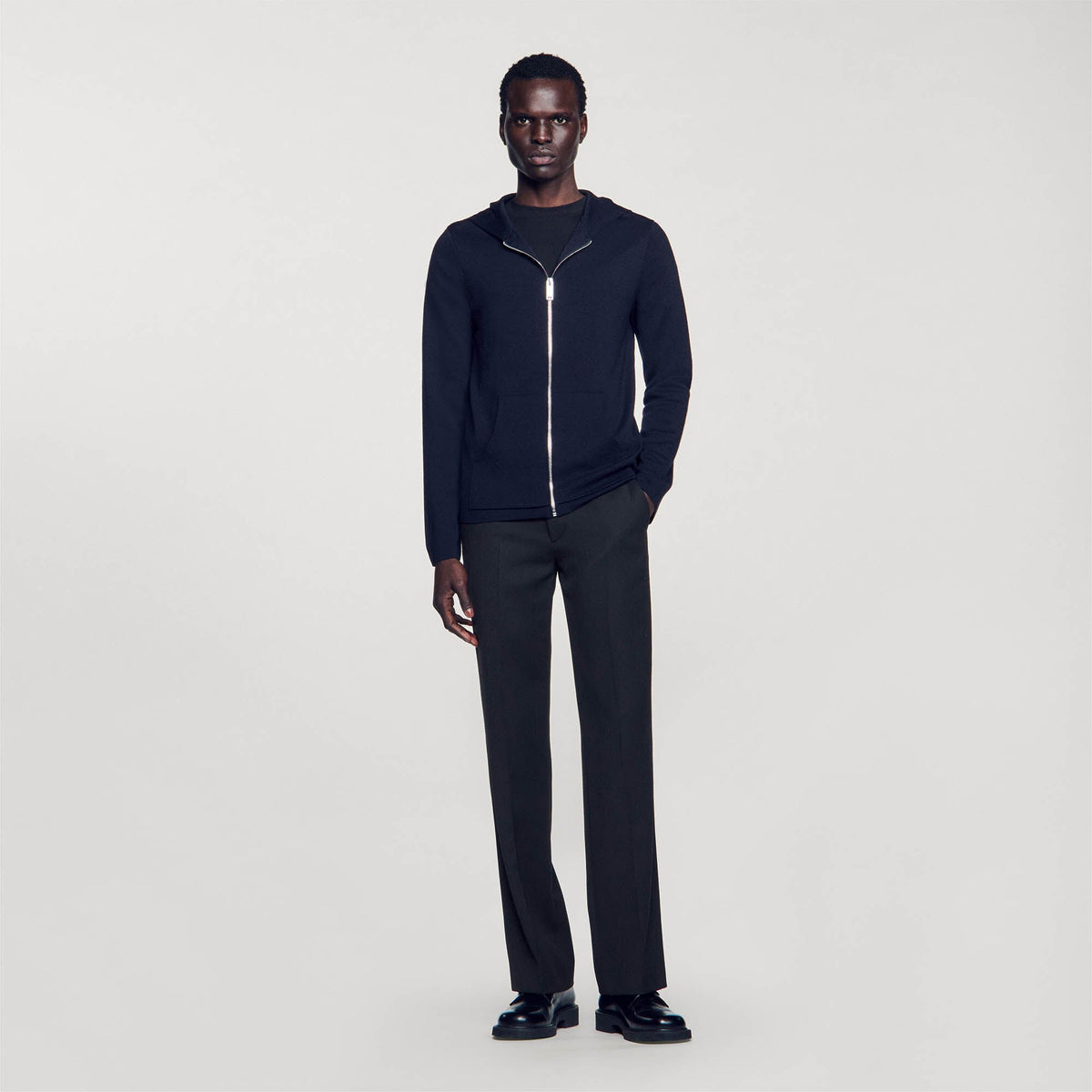 Sandro Men Zipped cardigan with hood