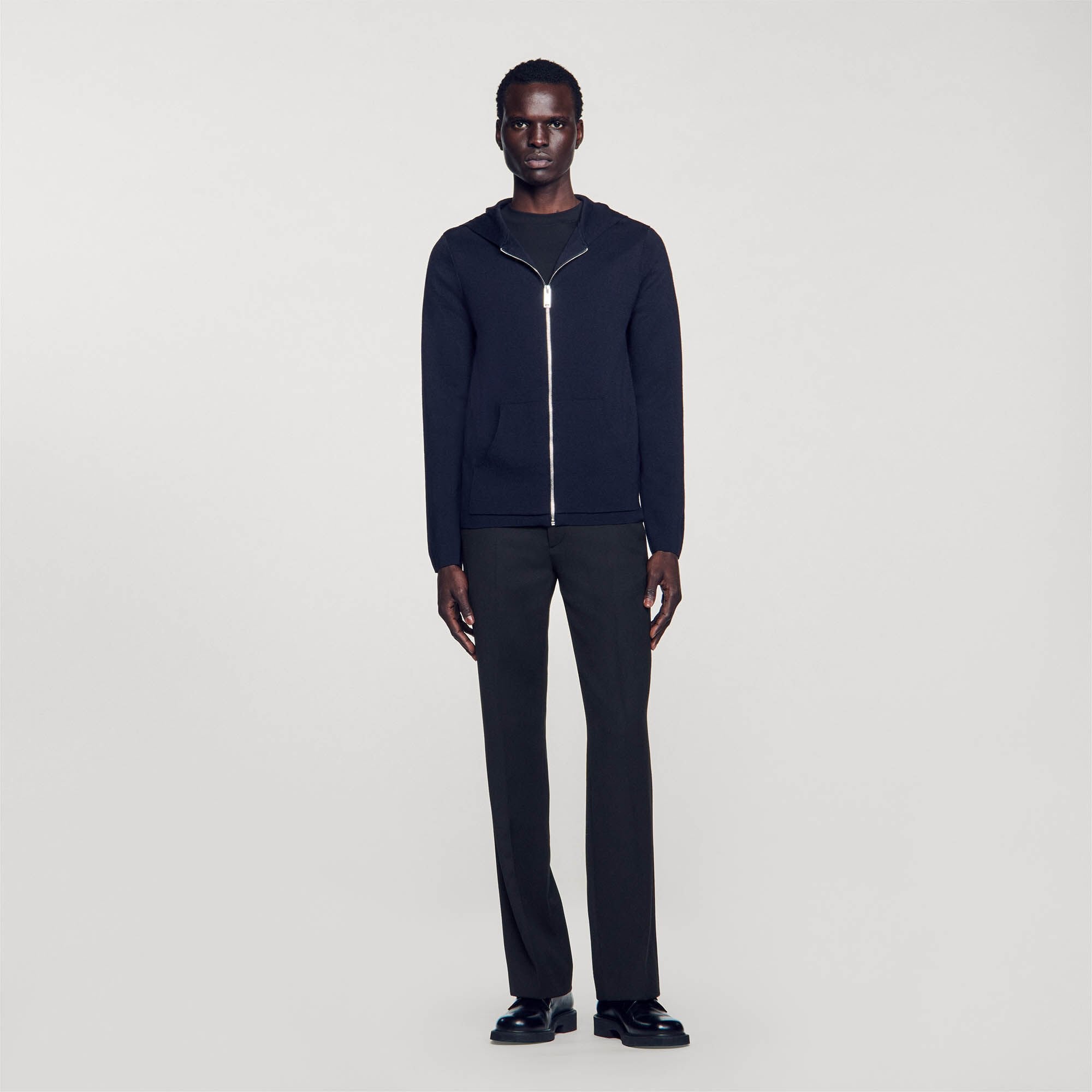 Sandro Men Zipped cardigan with hood