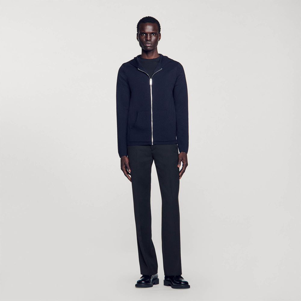 Sandro Men Zipped cardigan with hood