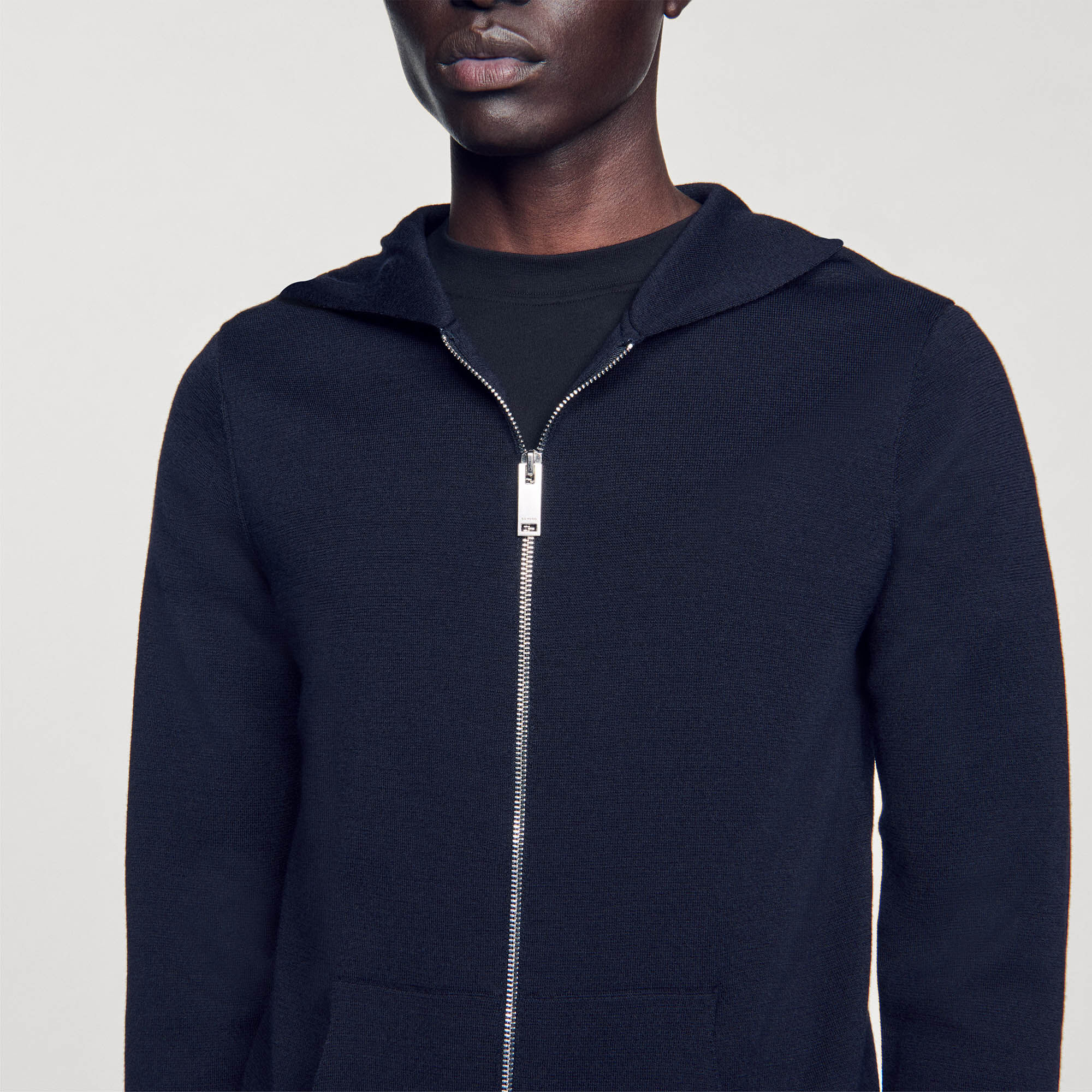 Sandro Men Zipped cardigan with hood