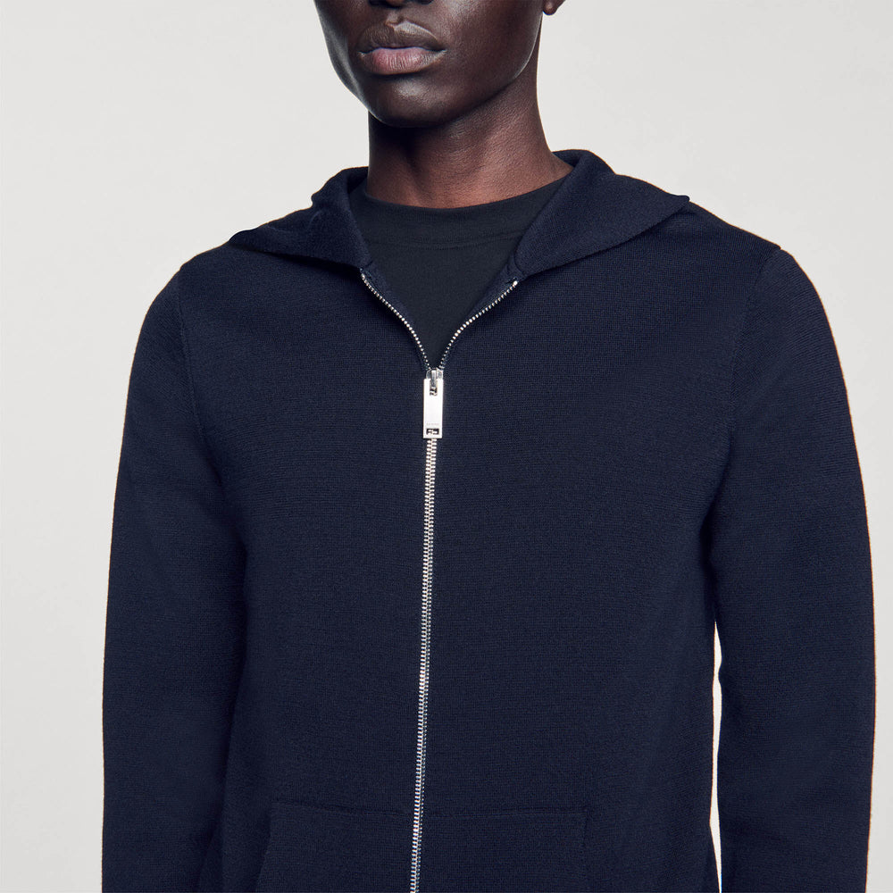Sandro Men Zipped cardigan with hood