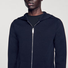 Sandro Men Zipped cardigan with hood