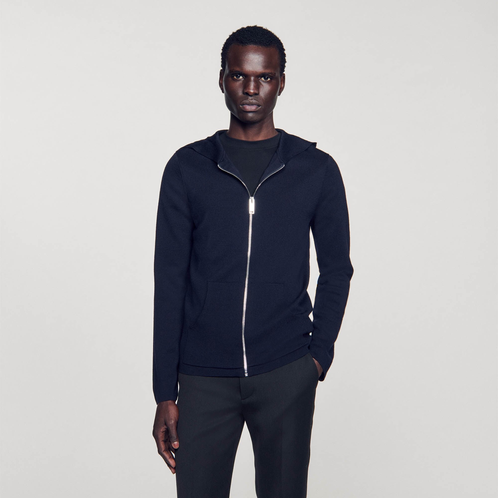 Sandro Men Zipped cardigan with hood