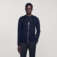 Sandro Men Zipped cardigan with hood