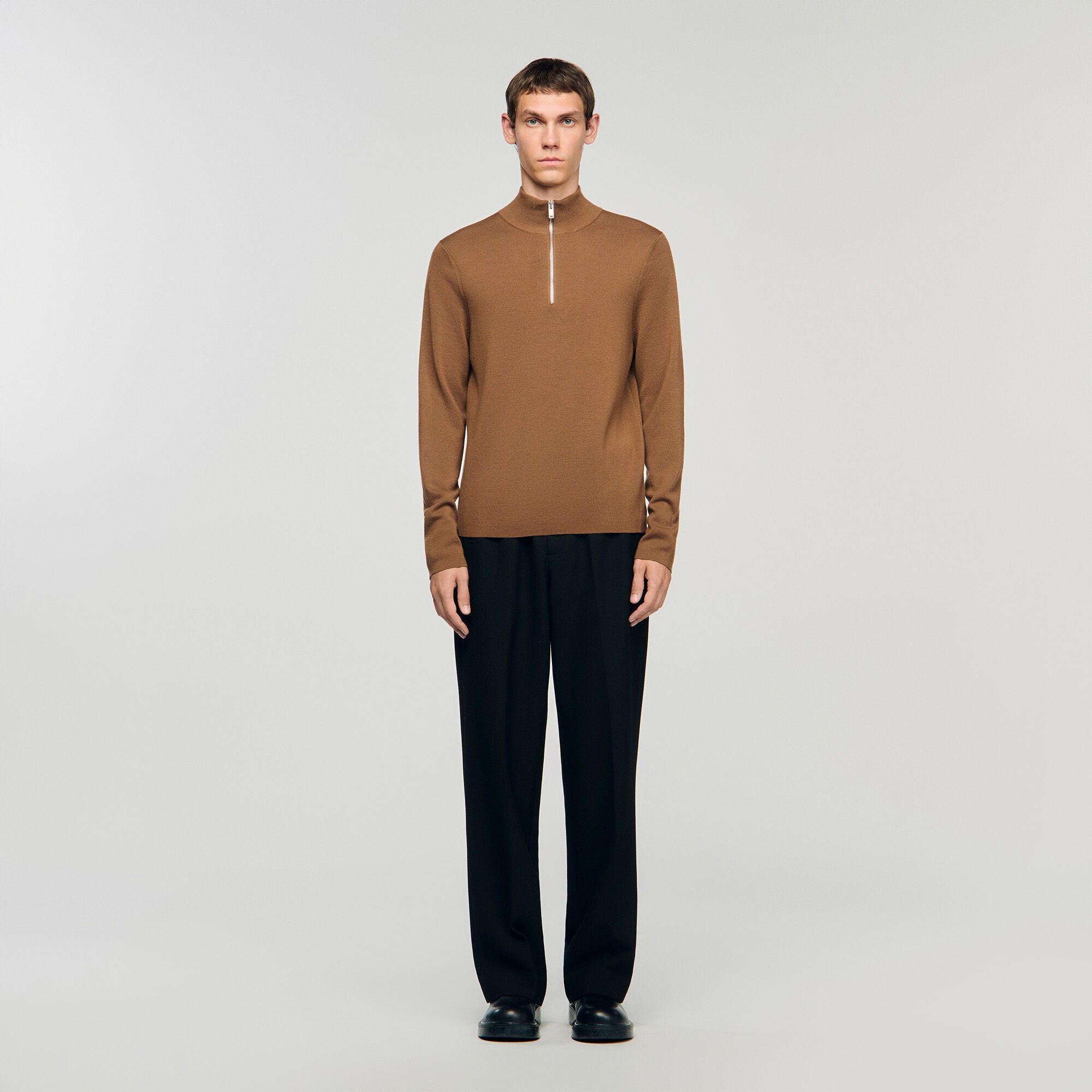 Sandro Men Wool sweater with zip collar