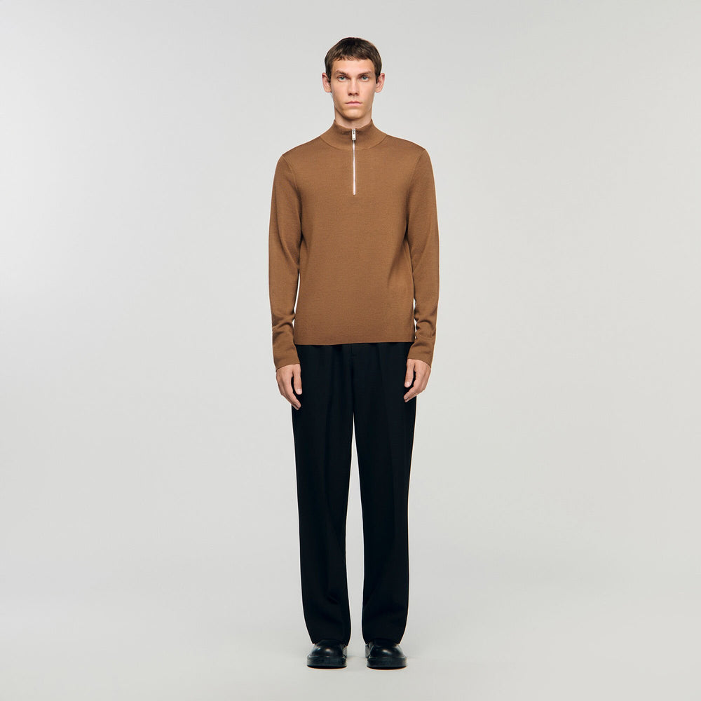 Sandro Men Wool sweater with zip collar