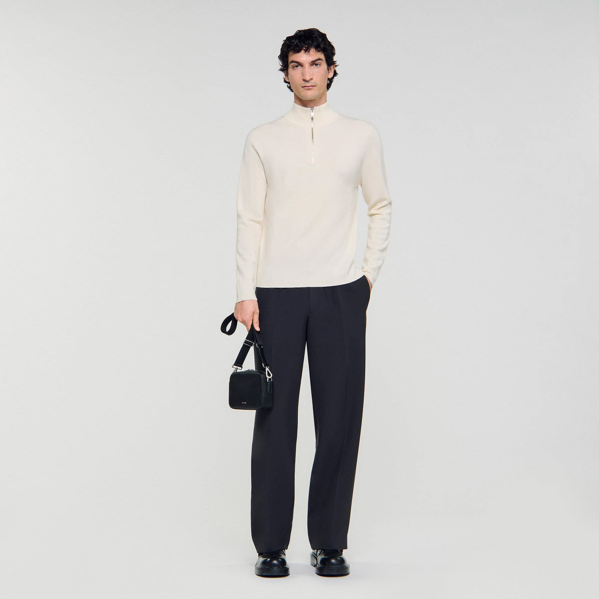 Sandro Men Wool sweater with zipped collar
