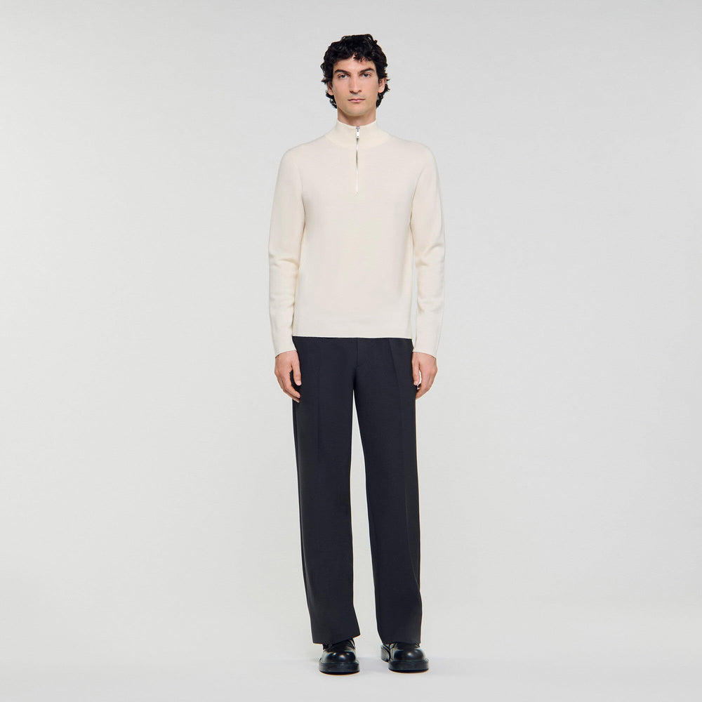 Sandro Men Wool sweater with zipped collar