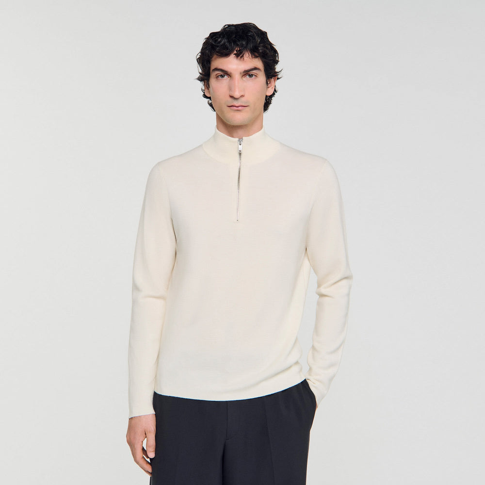 Sandro Men Wool sweater with zipped collar